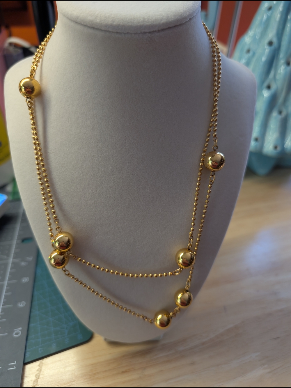 Gold Bead Layered Necklace - Elegant Women’s Jewelry